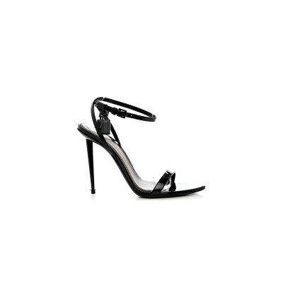 TOM FORD PATENT PADLOCK STILETTO SANDALS W2272J 